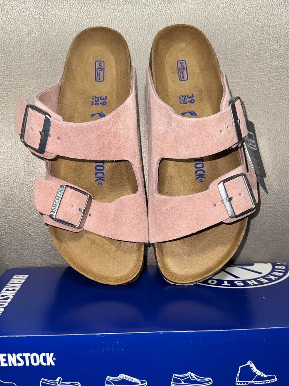 Birkenstock Arizona Suede Sandals in Light Pink